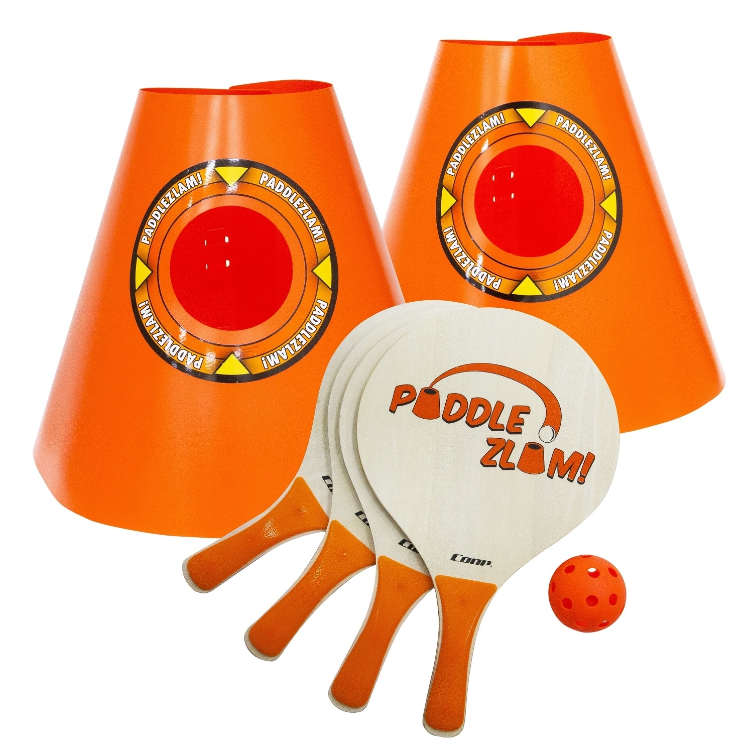 18" Orange Pickleball Paddle Zlam with Cones Backyard Paddle Ball Game