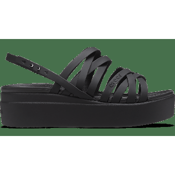 Crocs Black Women's Crocs Brooklyn Strappy Low Wedge Shoes