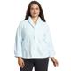 Casual Moments Women's Plus Size Bed Jacket with Shawl Collar and Patch Pockets, Light Blue, 1X