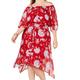 Tommy Hilfiger Womens Red Floral Off Shoulder Midi Sheath Party Dress UK Size:22