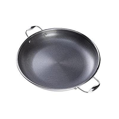 HexClad 14 Inch Hybrid Stainless Steel Frying Pan with Lid, Stay Cool  Handles, Dishwasher and Oven Safe, Non-Stick, Works with Induction Cooktop,  Gas, Ceramic, and Electric Stove