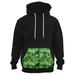 Men's Green Digital Pixel Camo Pocket Black Pullover Hoodie PLY P136 Medium Black