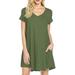 Womens Cute Mini Dresses Casual Oversized Solid Cotton Loose Fit Tunic Dress