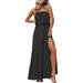 Sexy Dance Women Strapless Maxi Dress Ruffle Boho Side Split Elastic Dress Ladies Leisure Baggy Holiday Cocktail Party Tube Top