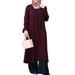 ZANZEA Dresses for Women Square Neck Long Sleeve Plain Color Dress