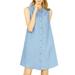 Allegra K Women's Sleeveless Shirtdress with Pockets Button Up Chambray Dresses