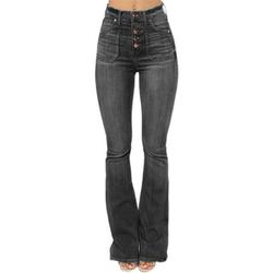 Women Casual Denim Pants Skinny Bottom Slim Flare Trousers Jeans Comfy Jeggings