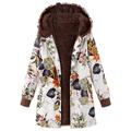 Winter Warm Style Floral Hooded Jacket Women Vintage Flower Print Hooded Jacket Oversized Coats Winter Padded Jacket Women Parkas