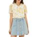 Allegra K Junior's Peter Pan Collar Lace Embroidered Casual Floral Shirt Blouse