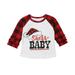 Pudcoco 1-5Y Christmas Boys Girls T-shirt Toddler Kids Baby Girl Boy Xmas Plaid patchwork Tee T shirts tops Santa Ruffles Tops Clothes