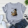 Dcenta Women T-shirt Cute Sloth Print Short Sleeve O Neck Plus Size Casual Loose Tops S-5XL