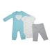 The William Carter Co. Baby Girls 3-Piece Size 3-Months "Heart & Flowers" Bodysuits & Pant Set, Teal/Grey
