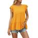 Sexy Dance Women Crew Neck Tops Short Sleeve Ruffled T Shirts Summer Casual Pleated Babydoll Peplum Tunic Tops Blouse