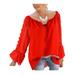 Women 4/3 Bell Sleeve Tunic Blouse Tops Ladies V Neck Off Shoulder Casual Blouse Shirt Ladies Autumn Vintage Kaftan Pullover Henley Shirts Blouse Basic Tee