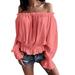 Women's Flare Sleeve Boat Neck Off The Shoulder Blouse