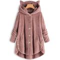 Women's Casual Faux Fur Hooded Coats Fleece Jackets Cute Style Plus Size Outerwear