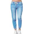 Women's Denim Casual Plain Jeans Elastic Waist Jeggings Trousers Pockets Pants