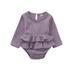 Bmnmsl Newborn Infant Baby Girls Romper Ruffle Cotton Linen Long Sleeve Jumpsuit One-Piece Bodysuits Outfits Clothes