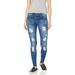 Cover Girl Size Cute Mid Rise Waisted Ripped Torn Skinny Juniors, COP Blue Distressed, JR Plus 20