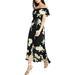 Women's Off The Shoulder Maxi Dress Long Sleeve Floral Ruffle Party Side Split Beach Dresses with Pockets