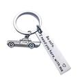 Booyoo Letters Engraved Drive Safe Personalized Custom Keyring Stainless Steel Car Key Ring Husband Boyfriend Gift Keychain