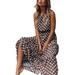 Summer Hawaiian Polka Dot Dresses Long Maxi Boho Dress Sleeveless Evening Party Beach Sundress Ladies Holiday Sleeveless Casual Loose Long Maxi Dress