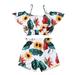 Yinyinxull Kids Baby Girls Shorts Sets Off Shoulder Ruffle Floral Crop Tops Elastic Shorts