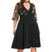 Spftem Fashion Women Casual Floral Short Sleeve Plus Size Solid Applique V-Neck Dress