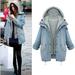 Fashion Women Two Piece Set Denim Jacket Hooded Vest Oversized Casual Coat Outerwear Light Blue