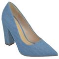 Not Just A Pump Women Thick Chunky Block High Heels Pointed Toe Dress / Casual Shoes OGDEN-S Blue Denim 6.5