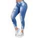 Women Ripped Knee Cut Jeans Faded Slim Fit Denim Trousers Ladies Skinny Denim Trousers Pants Casual Wash Jeans