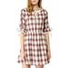 Allegra K juniorâ€™s Plaid Tie Keyhole Neck Half Sleeves A-Line Dress