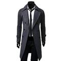 Chinatera Mens Winter Double-breasted Warm Coat Jacket Wool Parka Overcoat Grey XXL