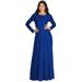 KOH KOH Long Sleeve Modest Fall Winter Elegant Evening Flowy Empire Waist Full Floor Length Cocktail Formal Tall Pleated Maxi Dress Gown Abaya For Women Cobalt Royal Blue Small US 4-6 NT009