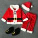 snaked cat Christmas Costume Children Baby Boy Girl Santa Claus Tops+Pants+Hat+Shoes Xmas Clothes Set