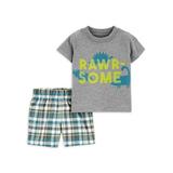 Child of Mine by Carter's Toddler Boy T-Shirt & Plaid Shorts Outfit Set, 2-Piece (2T-5T)