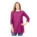 Woman Within Women's Plus Size Crochet-Trim Three-Quarter Sleeve Tunic