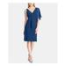 RALPH LAUREN Womens Blue Slitted Asymmetrical Neckline Maxi Fit + Flare Evening Dress Size 4