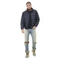 Members Only Men's Faux Leather Moto Puffer Jacket - Charcoal , M