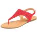 Dream Pairs Women's Classic Flip Flop Flat Sandals Fashion T-Strap Rhinestone Sandals Cut Out Thong Sandals Medinie Red Size 6.5