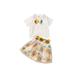 Xingqing Infant Toddler Girlâ€™s Outfits Two Piece Suit Solid Color Tie Short Sleeve T-shirt and Flower Gauze Skirt