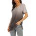 UKAP Casual Tunic Blouse Tops For Women Summer Roll-up Sleeve Tie Dye Baggy T-Shirts Tops Beach Loose V-Neck Tops Lounge High Low Shirts Top
