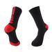 Man Basketball Socks Thickened Boat Shape Socks Mid-length Professional Outdoor Running Wool Loop Cotton Sports Socks Black red Free size