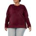 Athletic Works Women's Plus Size Velour Crew Neck Long Sleeve Pullover Top