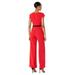 Donna Morgan Contrast Bodice Stretch Crepe Jumpsuit Red/Black