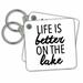 3dRose LIFE IS BETTER ON THE LAKE - Key Chains, 2.25 by 2.25-inch, set of 2