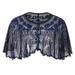 Suzicca evening dress shawl autumn and winter women's party banquet lace sequin dress Europe and the United States explosion models blue