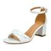 DREAM PAIRS Women's Fashion Duchess Ankle Strap Sandals Block Heeled Sandals DUCHESS_03 WHITE/PU Size 5