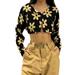 Women' Vintage Floral Print Cardigan Long Sleeve Y2k Crop Top Button-Down T-Shirt Harajuku Egirl Streetwear