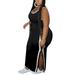 Avamo Plus Size Stripe Tank Dress for Women Lady Sleeveless Crew Neck Split T Shirt Dress Summer Casual Beach Boho Sundress